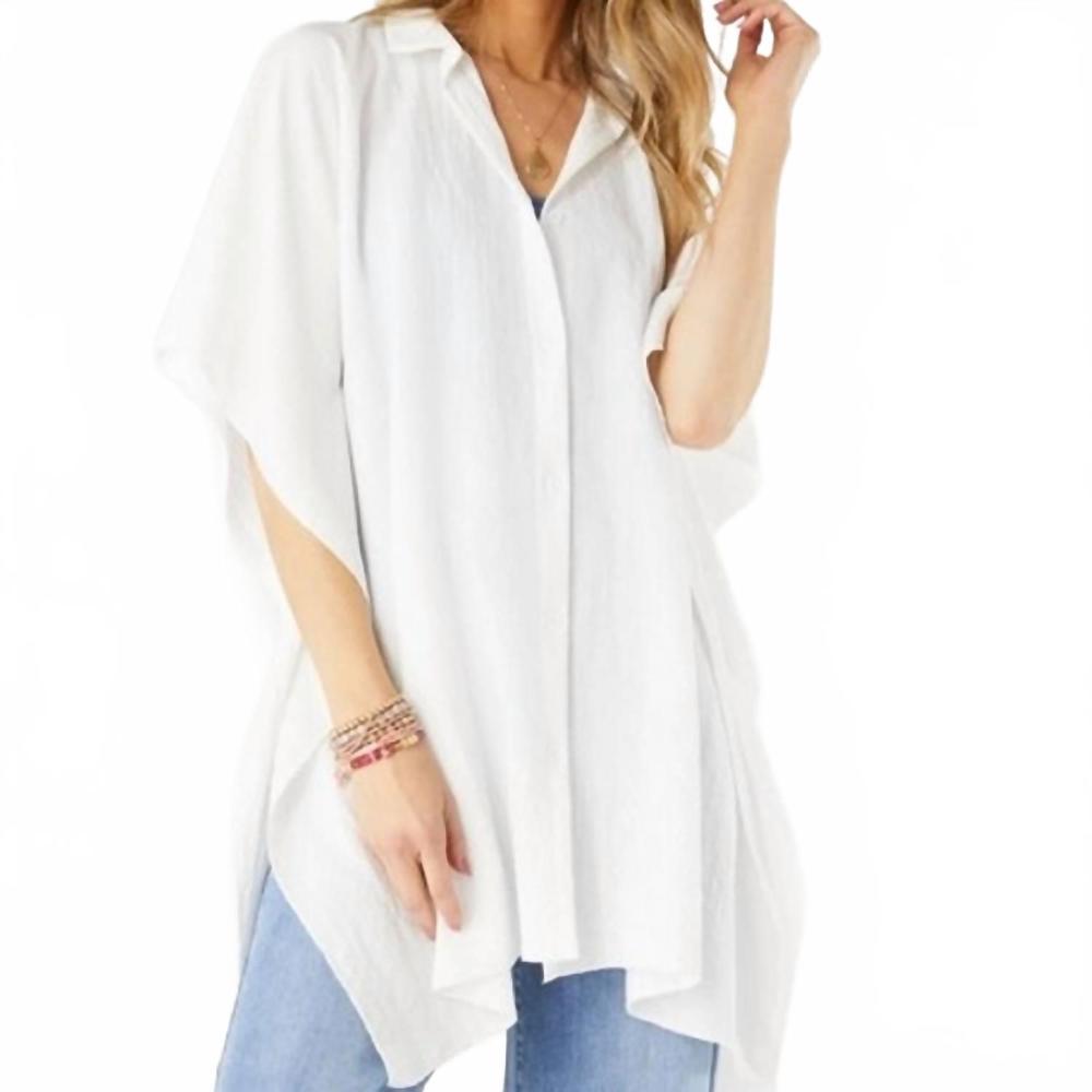 NEW COCO + CARMEN corinne button front cover wrap in white